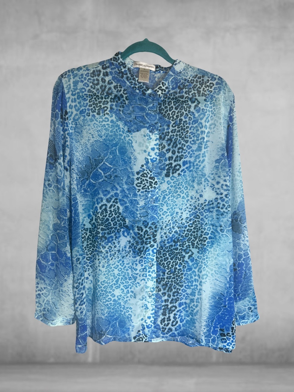 Blue Animal-Print Button Down Shirt